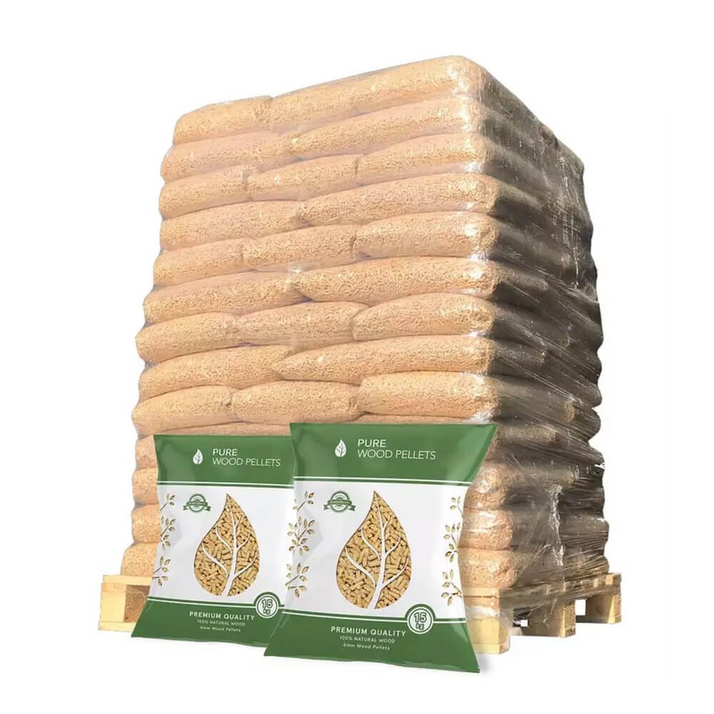 Pellet di legno di faggio – Bancale da 60 sacchi da 15 kg